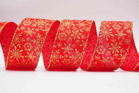 Glitter Snowflakes Wired Ribbon_KF7217G-7_red